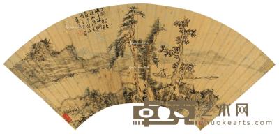 * 丁卯（1627）年作 溪山清樾 镜片 设色金笺 17×47.5cm