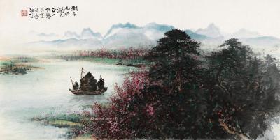  戊辰（1988）年作 唐人诗意图 镜片 设色纸本