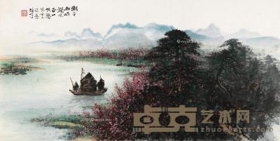  戊辰（1988）年作 唐人诗意图 镜片 设色纸本 68×136cm