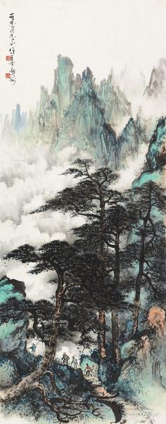  看山图 立轴 设色纸本