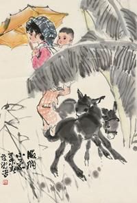  己未（1979）年作 版纳小景 立轴 设色纸本