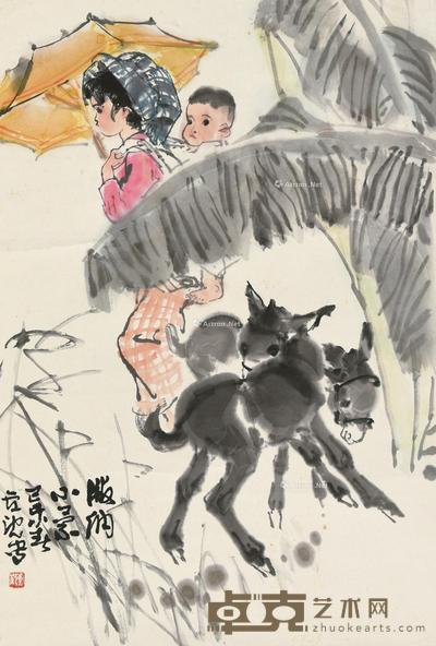 己未(1979)年作 版纳小景 立轴 设色纸本 67×46cm