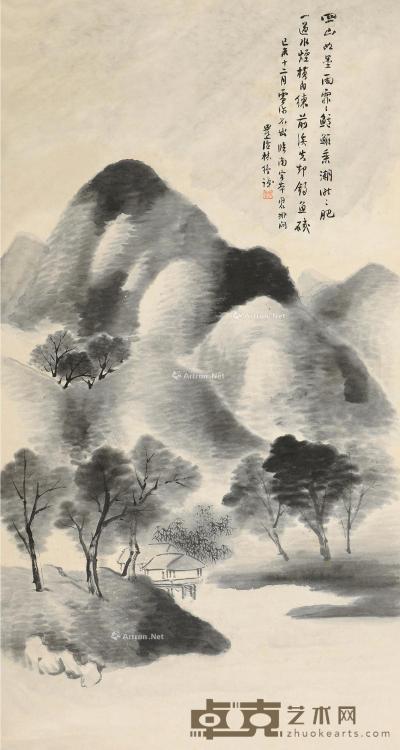  己未（1919）年作 烟雨江南 立轴 水墨纸本 105×55cm