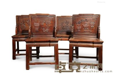  民国 红木文房四宝椅 （四把） 54×43×95cm