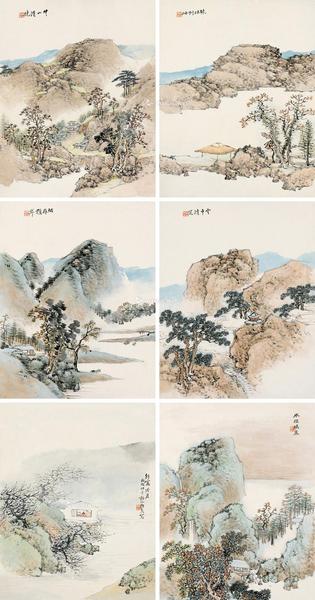  丙戌（1886）年作 江山如画 册页 （八开选六） 设色纸本