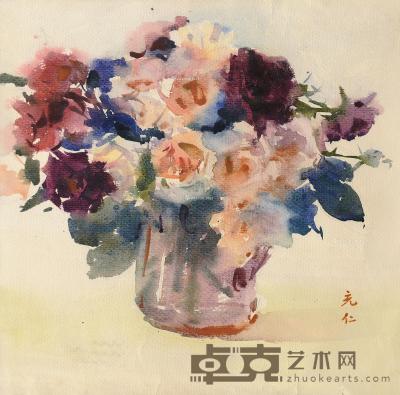  花卉 水彩 纸本 34.5×34.5cm