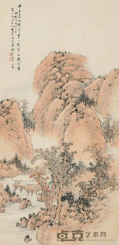  戊戌（1898）年作 秋山图 立轴 设色纸本 132×65cm