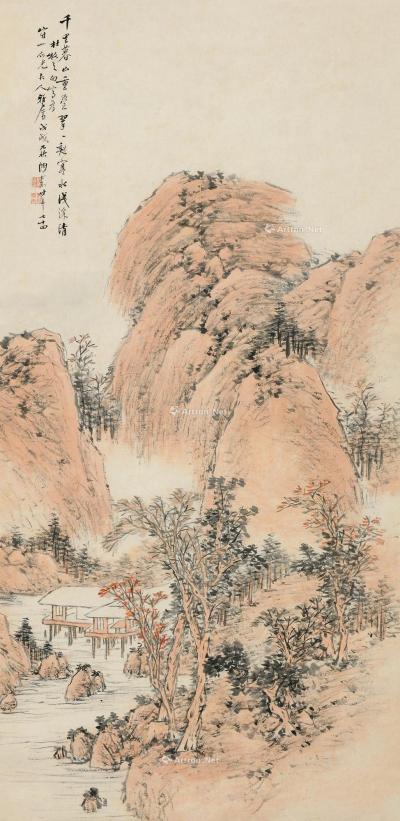  戊戌（1898）年作 秋山图 立轴 设色纸本