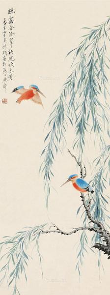  晓露含翠 立轴 设色纸本