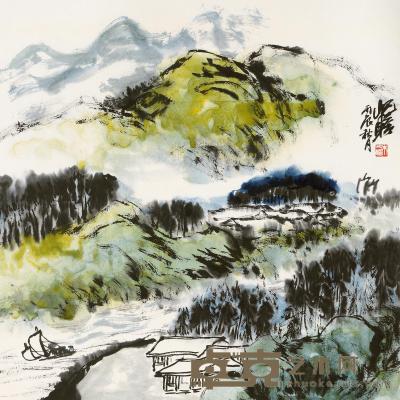  丙辰（1976）年作 山溪幽居 镜片 设色纸本 54×53.5cm