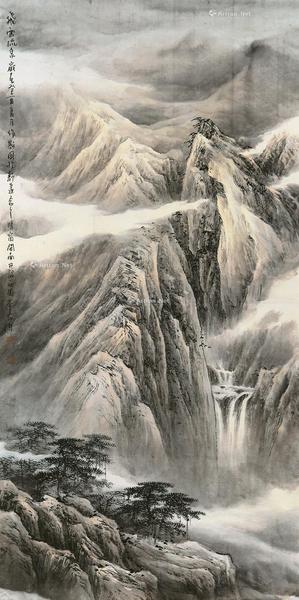 癸酉（1993）年作 飞云流泉 镜心 设色纸本