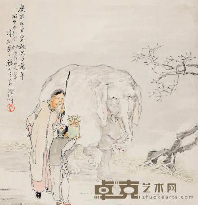  丙申（1896）年作 太平有象 立轴 设色纸本 29×28cm