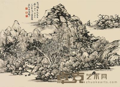 甲午(1954)年作 山居清远图 镜片 水墨纸本 33×45cm