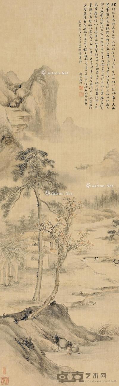 庚寅（1830）年作 松下隐居 立轴 设色绢本 115.5×35cm