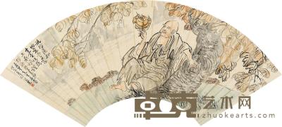  戊辰（1928）年作 无量寿佛 扇片 设色纸本 17.5×50.5cm