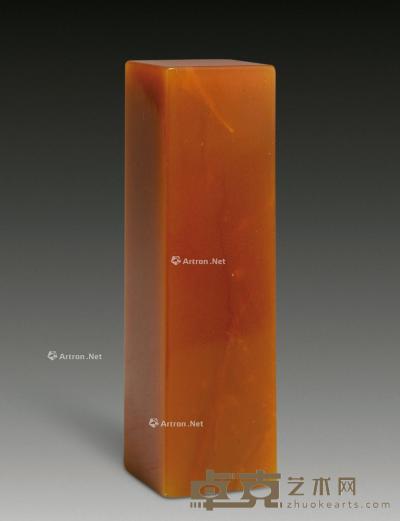  酱油青田素方章 2×2×7.1cm