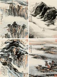  1981年作 峡江纪游 （四幅） 镜框 设色纸本