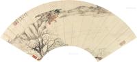  壬午（1822）年作 疏林溪远图 扇片 设色纸本