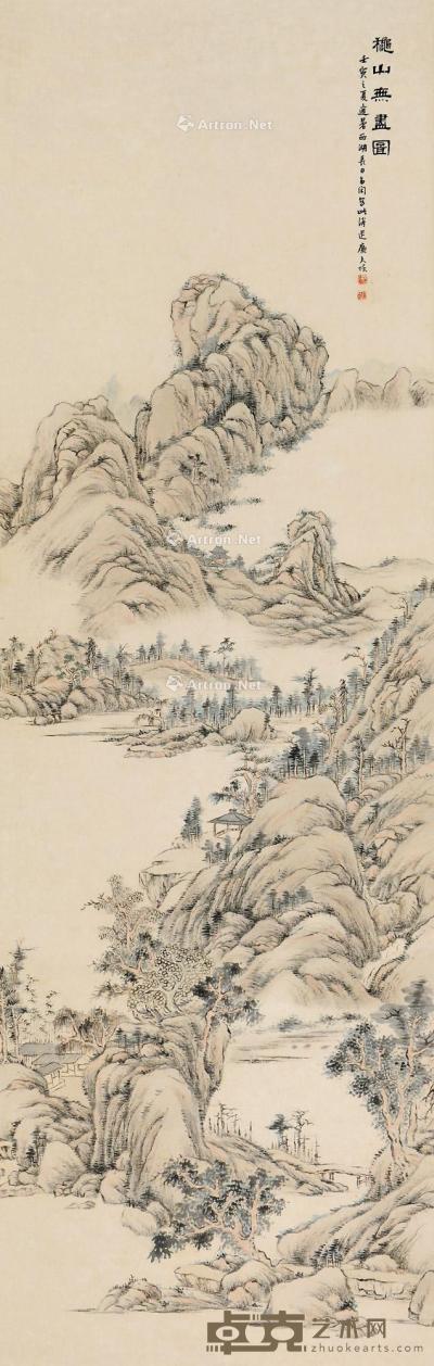  壬寅（1902）年作 秋山无尽 立轴 设色纸本 167.5×51.5cm