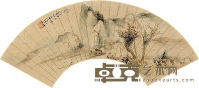 秋山图 扇片 设色纸本 12.5×43cm