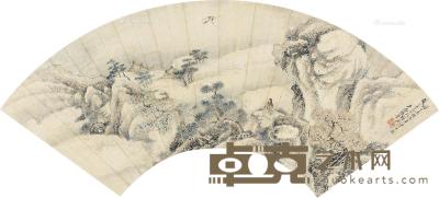  丁未（1787）年作 蓬莱仙境 扇片 设色纸本 17×50cm