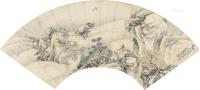  丁未（1787）年作 蓬莱仙境 扇片 设色纸本