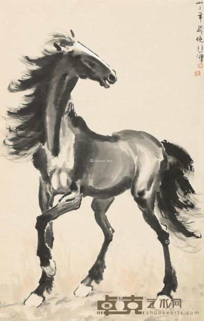  1943年作 骏马 镜片 设色纸本 90×58cm