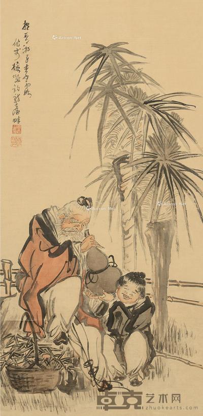 人物故事图 立轴 设色绢本 79×38.5cm