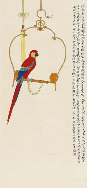  戊午（1978）年作 五色鹦鹉图 立轴 设色纸本