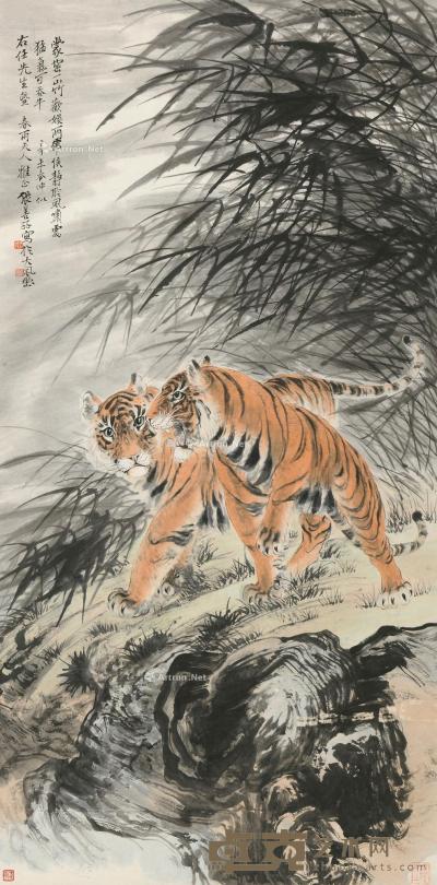  辛未（1931）年作 虎啸山风 立轴 设色纸本 135.5×67cm