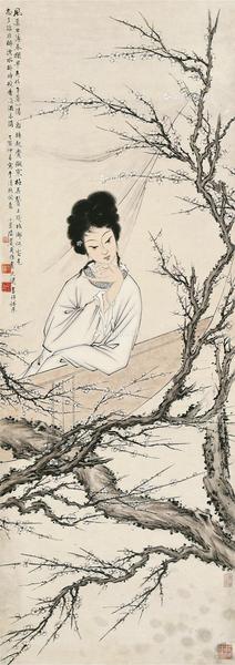  乙酉（1945）年作 梅花鬓上 立轴 设色纸本