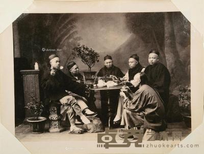 威廉桑德斯摄 吃饭饮茶抽烟的中国人 29.8×27cm