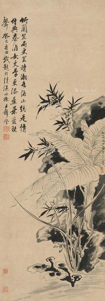  竹兰双清 立轴 水墨纸本