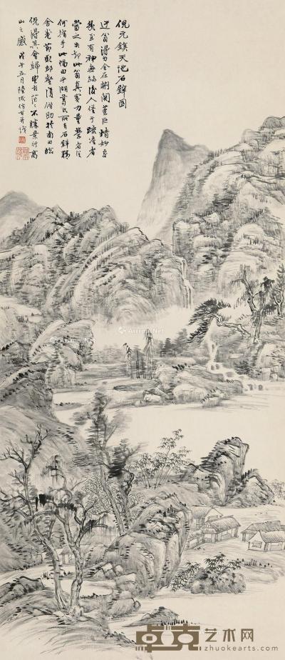  戊午（1918）年作 天池石壁 屏轴 水墨纸本 126×54cm