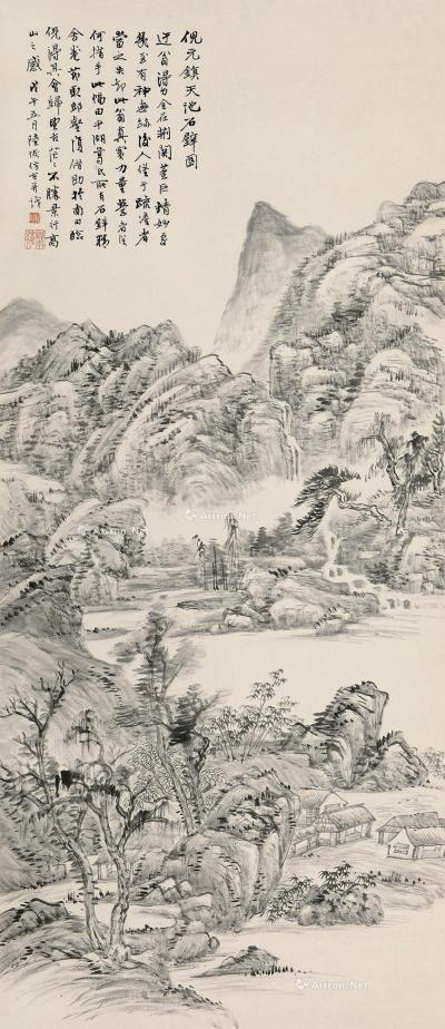  戊午（1918）年作 天池石壁 屏轴 水墨纸本