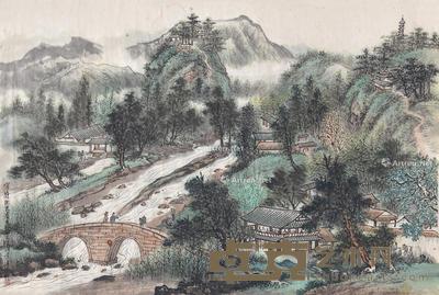  龙光台风景 画心 设色纸本 53.5×36cm