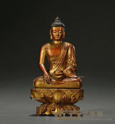  清 木胎释迦坐像 高19.5cm