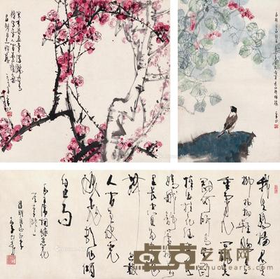  书画 （三帧） 镜片 设色纸本 50.5×31.5cm；42.5×40.5cm；87.5×34cm