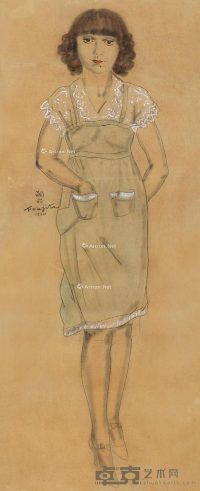 1930年作 蒙帕纳斯的吉吉 纸本 水彩 色粉 140×58cm