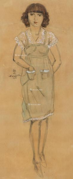  1930年作 蒙帕纳斯的吉吉 纸本 水彩 色粉