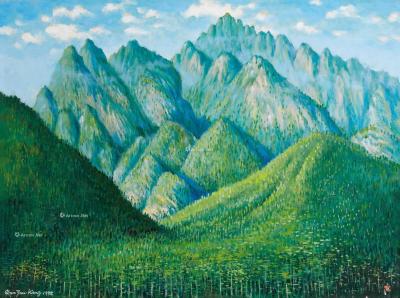  1995年作 武当山风景 布面 油画