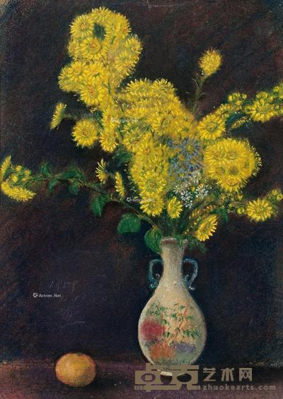  1959年作 瓶花 纸本 色粉 39×27.5cm