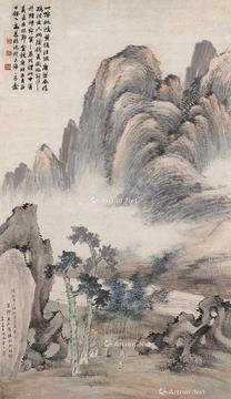  1910年作 桐阴销夏图 镜片 设色纸本