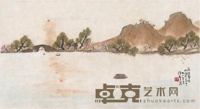  1948年作 苏堤春晓图 镜片 设色纸本 61.5×33cm