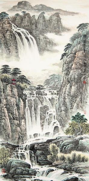  2001年作 青绿山水 镜片 纸本