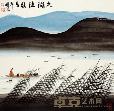  太湖渔歌 镜片 设色纸本 67×68cm