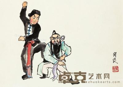 戏曲人物 立轴 设色纸本 34×43cm