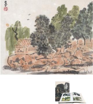  柳荫读书图 镜片 设色纸本