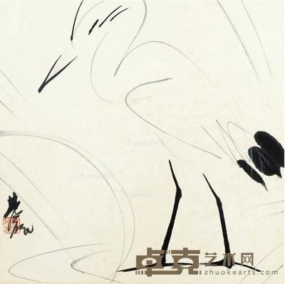 白鹭图 镜片 纸本 34×34cm