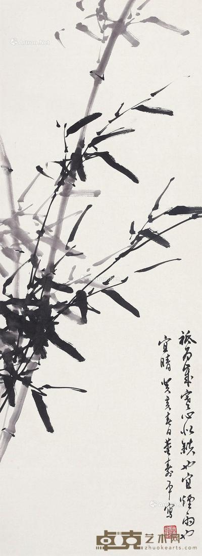 1983年作 墨竹 立轴 设色纸本 92×33cm